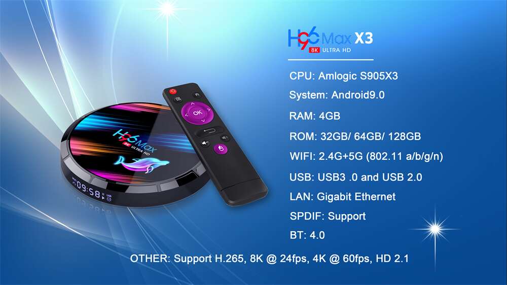 ODM Amlogic S905X3 H96 Max X3 android tv boxes by china Source supplier in 2025